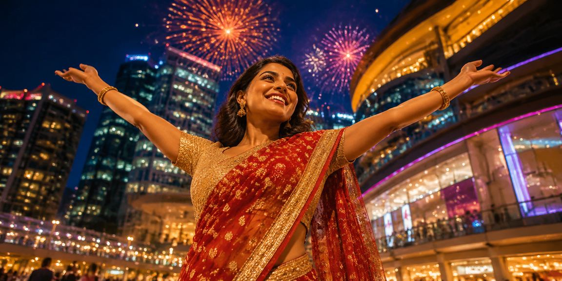 Indian woman using mobile payments while enjoying online casino entertainment